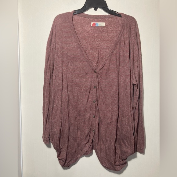 Free People Beach Button Down Lightweight V-Neck Cardigan/Cover-Up One Size - Picture 1 of 16